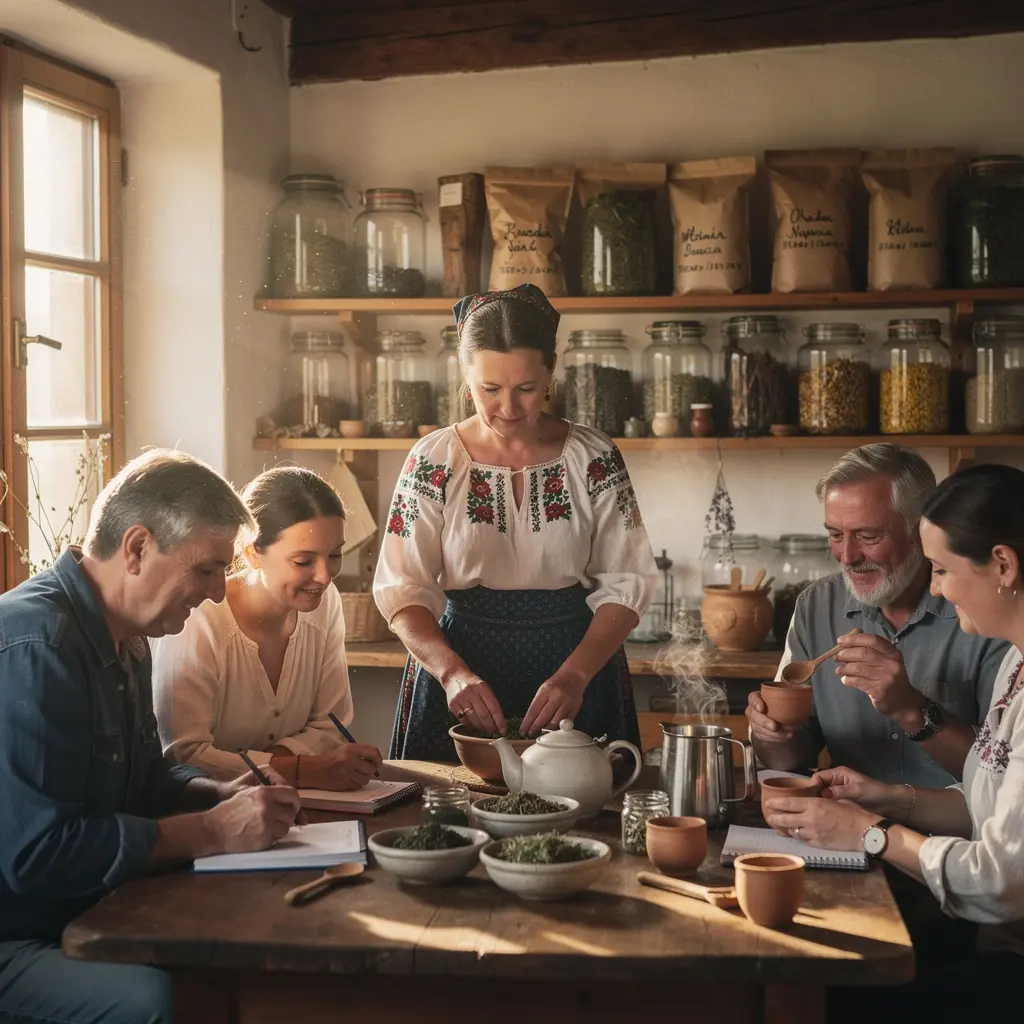 Záber na šálku čaju s bylinkami a medom na stole